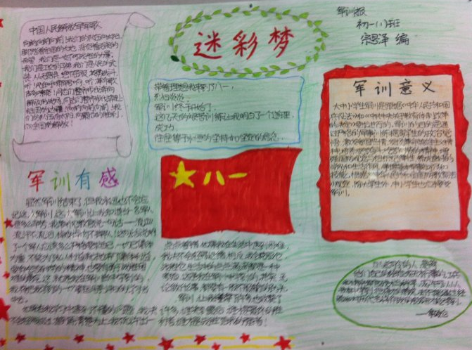 军训手抄报图片文字