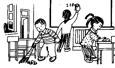 打扫卫生 一年级看图写话作文:打扫卫生