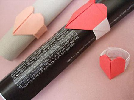 心形折纸戒指教程