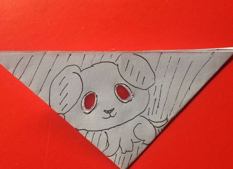 小狗窗花剪纸步骤图