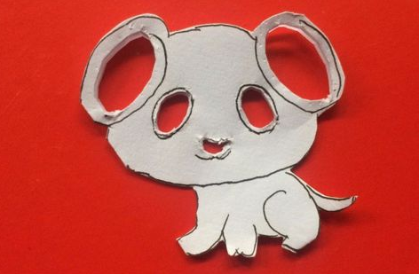 小狗窗花剪纸步骤图