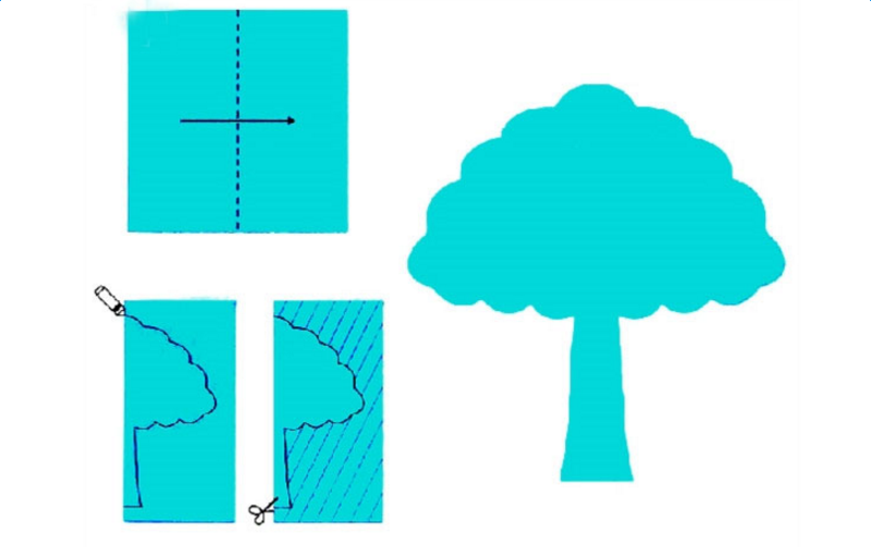 简单剪纸小树图案步骤 简单剪纸小树图案步骤