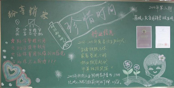 以时间为主题的黑板报