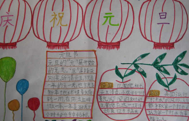 喜迎元旦手抄报文字