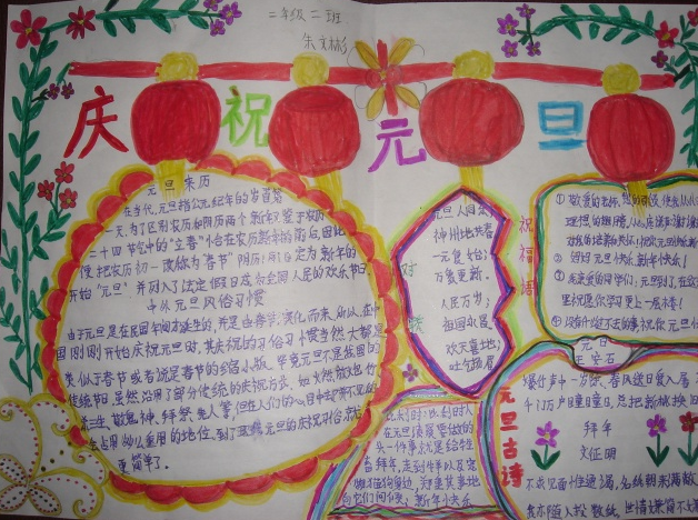 喜迎元旦手抄报