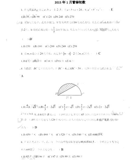 2015MBA������ѧ���⼰��(�翼��)