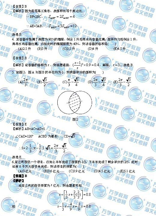 2014��1��MBA�����ۺ�����𰸣�ͼƬ�����棩