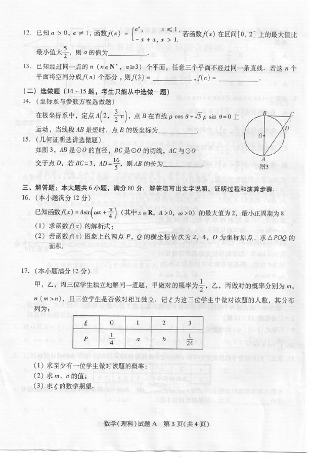 ����2013�߿���ѧ�����ƣ�ģ������һ