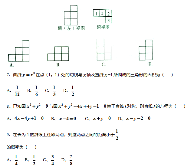 2017年福建高考数学基础训练(一)