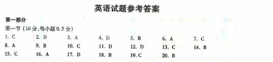 2011年普通高等学校招生考试浙江高考英语试卷