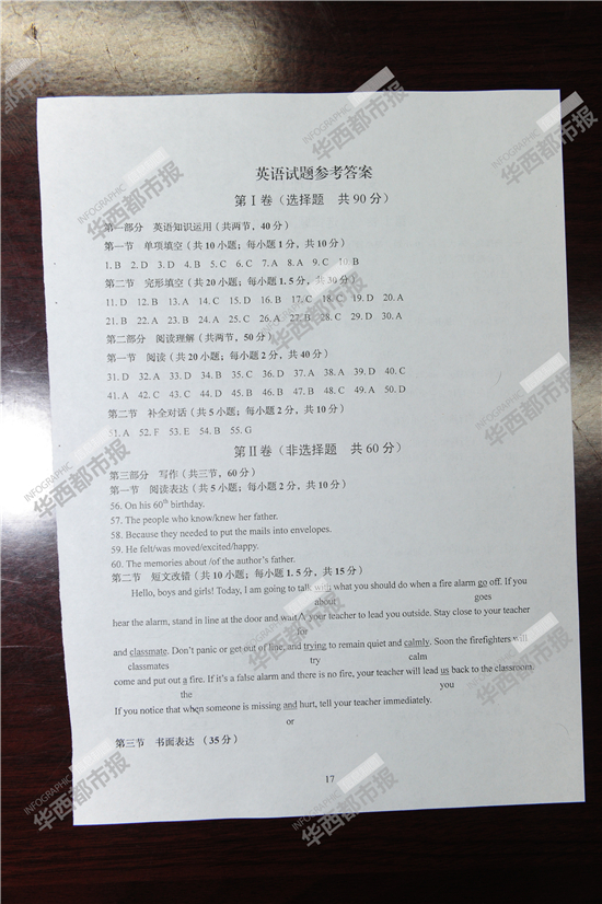 2014�Ĵ��߿����⼰��Ӣ���Ծ��𰸣�����棩