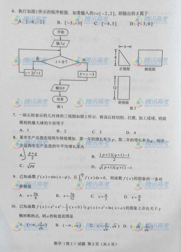 2014���ϸ߿����⼰����ѧ�𰸣�ͼƬ�棩