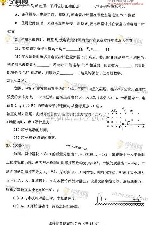 2017年四川高考理综试题(图片版)