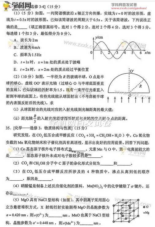 2017年四川高考理综试题(图片版)