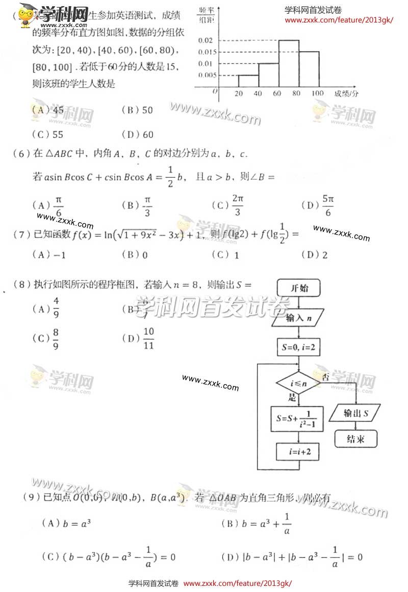 2013�������߿��Ŀ���ѧ���⼰��