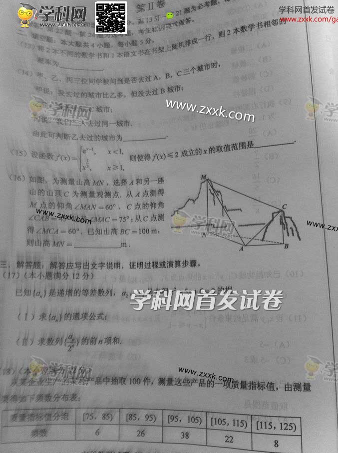 2014高考真题新课标I卷(文数)