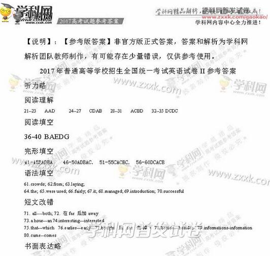 2017�������߿�Ӣ�����⼰��(ͼƬ��)