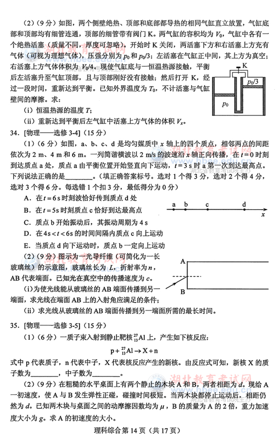 2013年湖北高考试题及答案理综试卷答案