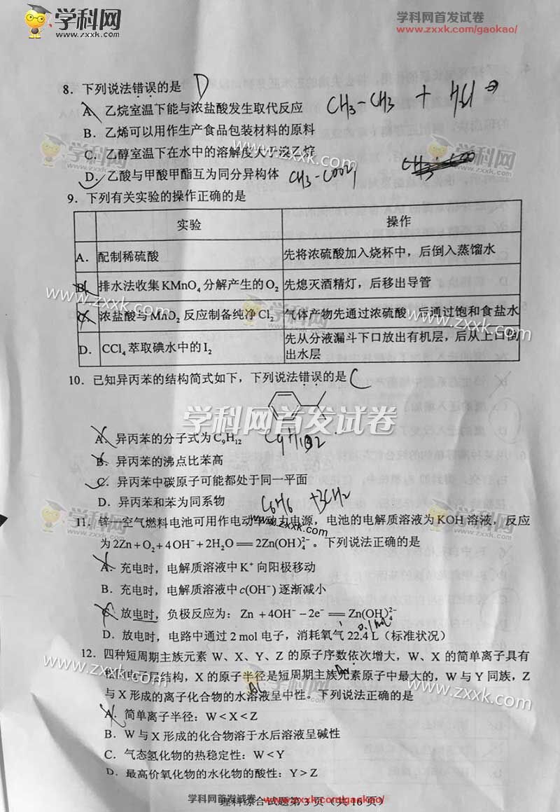 2016年广西高考理综试题(图片)