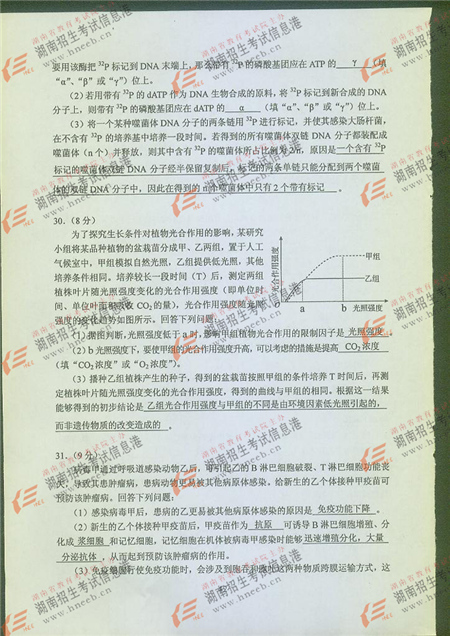 2016年高考新课标I卷理综试题及答案