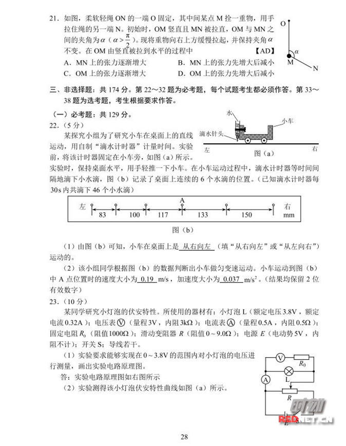 2017河北高考理综试题及答案(高清图片版)