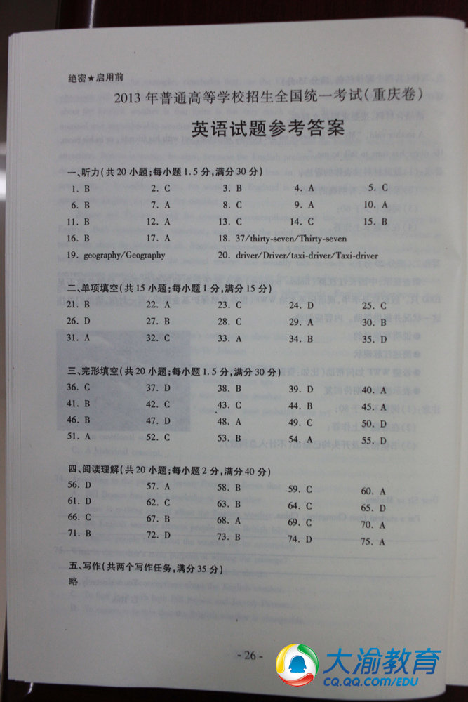 2013������߿�Ӣ���Ծ����ο���