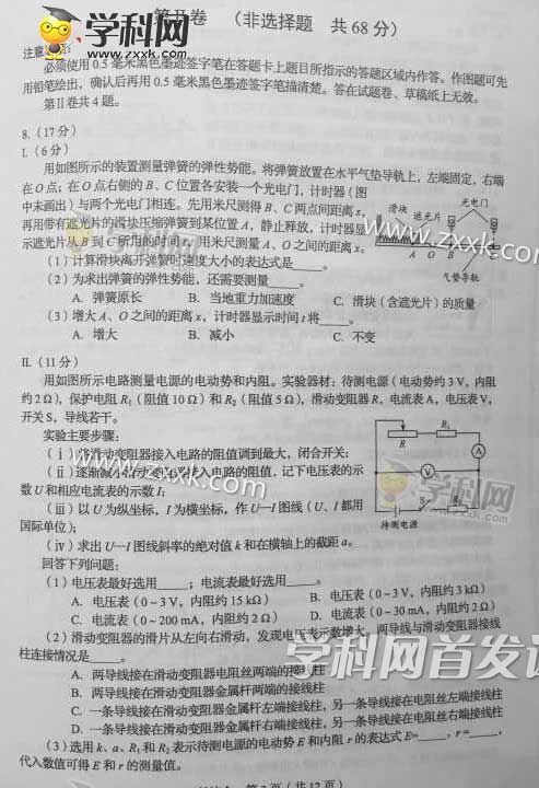 2016年四川高考理综试题(图片)