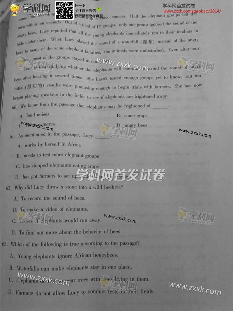 2014���ո߿������Ӣ�����⼰�𰸣�ͼƬ�棩