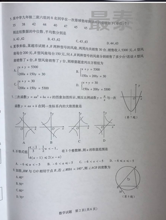 2018��̩���п���ѧ���⼰�𰸣�ͼƬ�棩