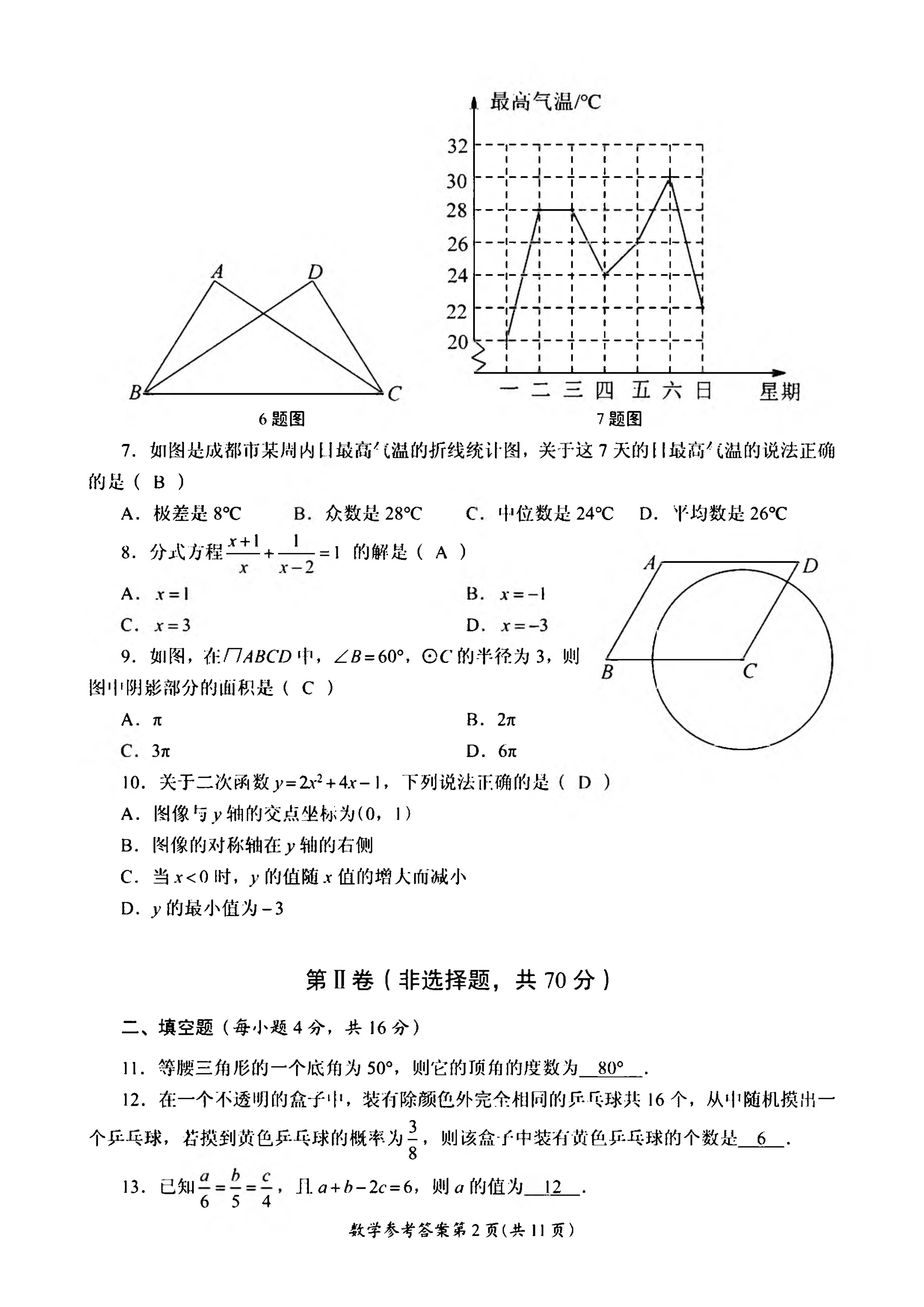 2018��ɶ��п���ѧ���⼰�𰸣�ͼƬ�棩