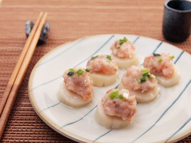 自制虾胶酿带子的做法