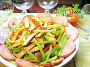 豆干香芹拌烟肉的做法