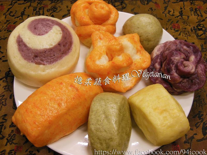 ?忆柔蔬食?纯天然彩色馒头~素食的做法