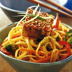 时蔬炒面配酱汁豆腐的做法