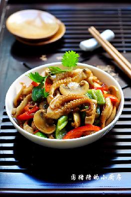 八爪鱼爆蘑菇的做法