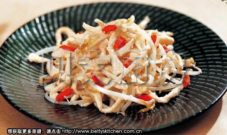 枸杞银芽鸡丝的做法