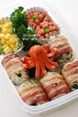 培根菠菜饭团的做法