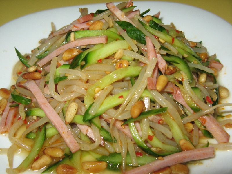 辣拌银芽火腿的做法