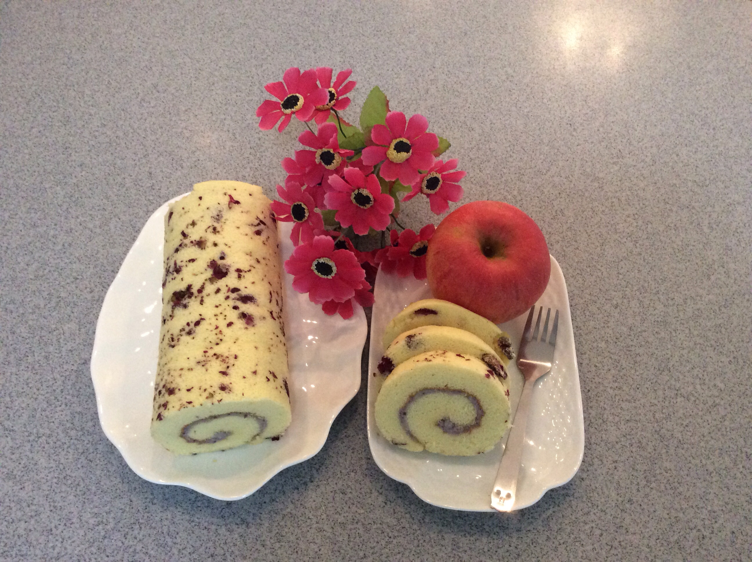 香芋玫瑰花蛋糕卷的做法