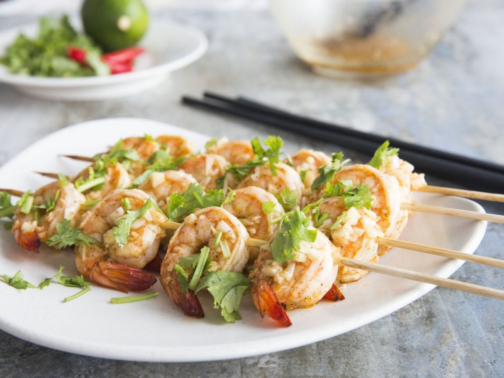 青柠芫茜大虾串的做法