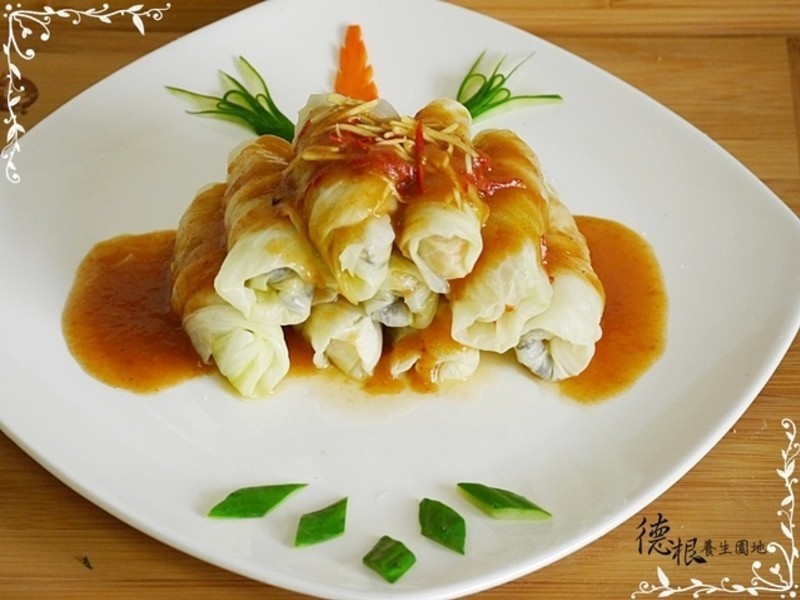 烧茄汁高丽菜卷的做法