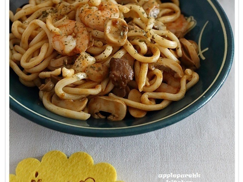 咖喱虾肉乌冬的做法