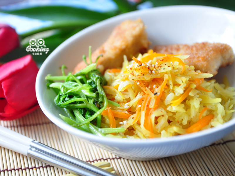 【彩色米】黄彩米地瓜签饭的做法