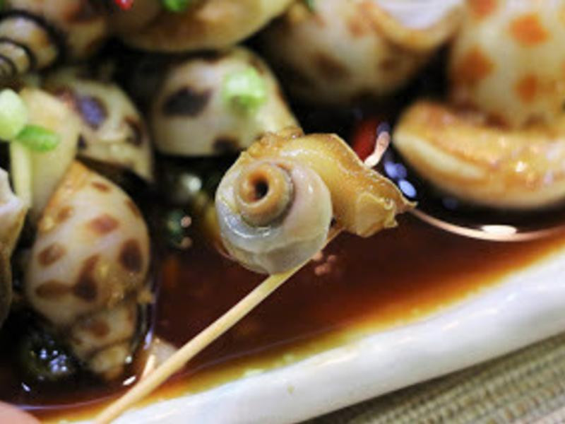 凉拌蒜香芥末花螺的做法