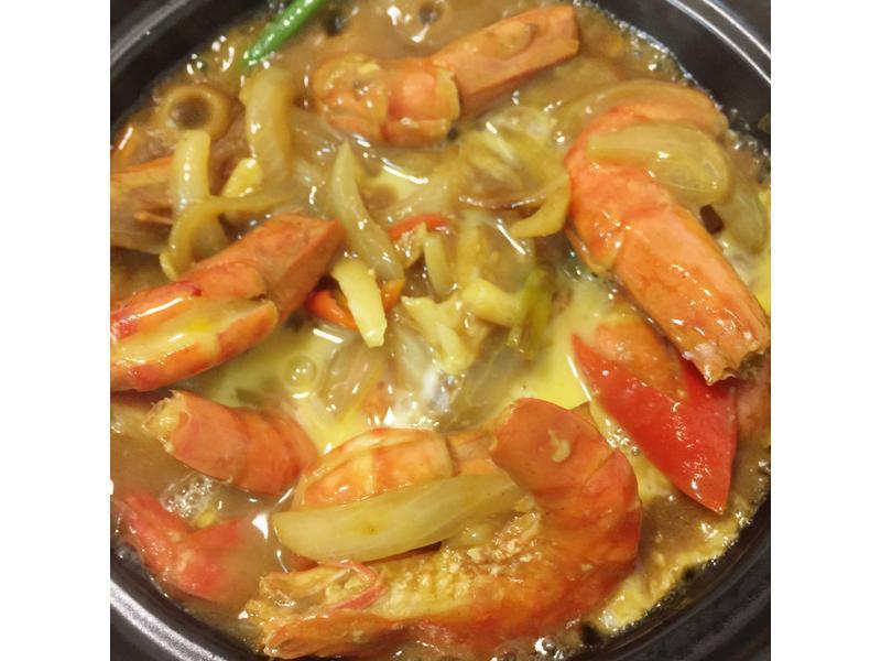 咖哩鲜虾煲的做法