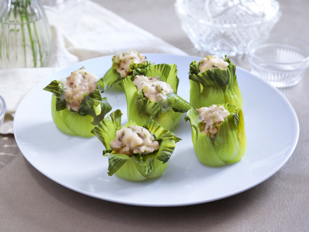 虾滑酿小青菜的做法