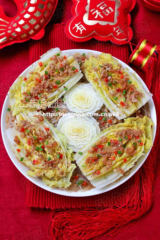 #九州筵席# 金银蒜粉丝蒸白菜的做法