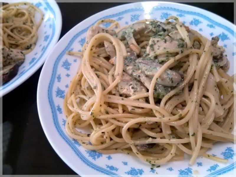 青奶酱菇鸡义大利面〞低热量的青酱作法的做法