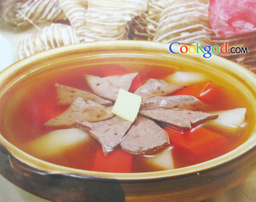 萝卜炖羊肝的做法