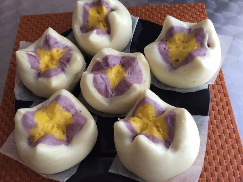 三色开花馒头的做法